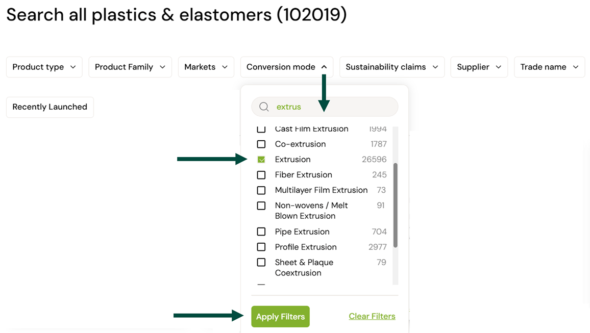 Commercial grades of extruded polymers