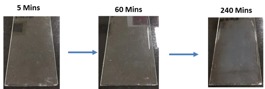Coalescing Behavior of the System When Applied as a Clear Film for 4 Hours