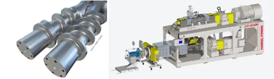 Farrel Pomini Co-Rotating Intermeshing Twin Screw (L) Compact Processor CP Series II (R) Farrel Pomini Co-Rotating Intermeshing Twin Screw (L) Compact Processor CP Series II (R)