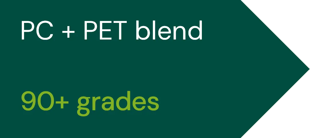 Select from 80+ PC/PET blends on our platform PC/PET blend - Commercial grades