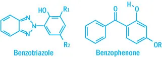 Typical benzophenone and benzotriazoles structure