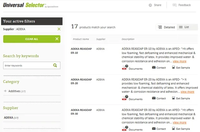 Ease Access to Adeka Ingredients Technical Data