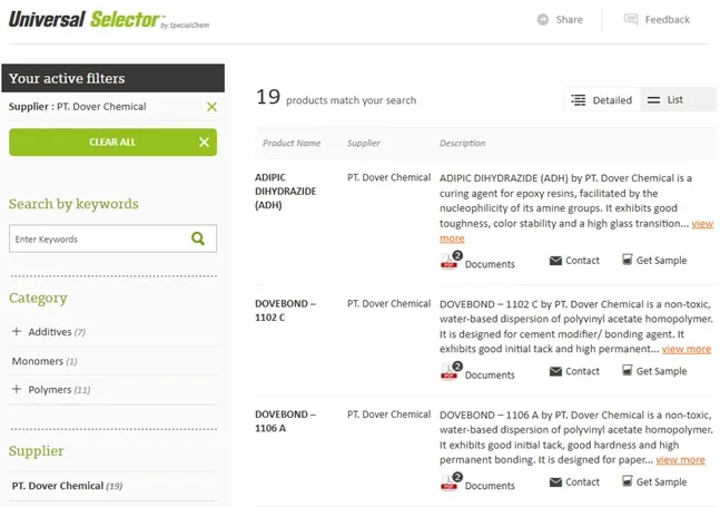 Easy Access to PT Dover Chemical Technical Data