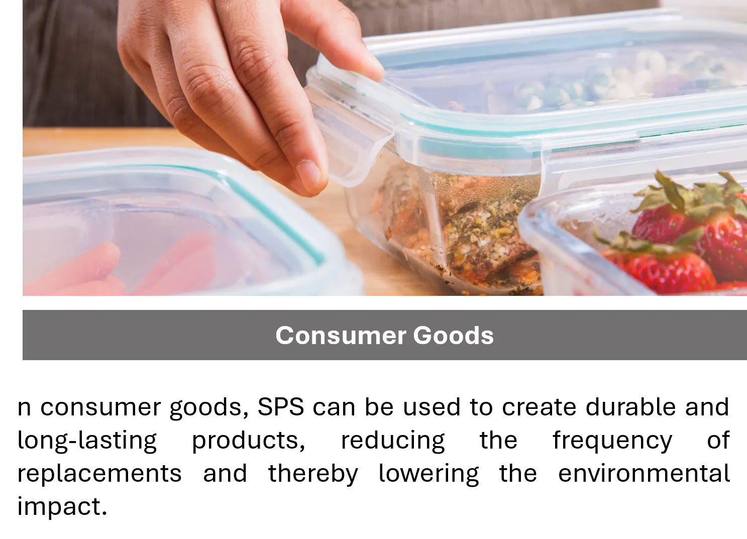 The Sustainability benefits of SPS The Sustainability benefits of SPS
