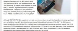 Non-Drip Epoxy Features Acid Resistance