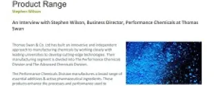 Thomas Swan's performance chemicals activity & product range