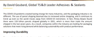 Blog: Improving Packaging with Latex Binders, By David Goubard, Global TS＆D Leader Adhesives ＆ Sealants