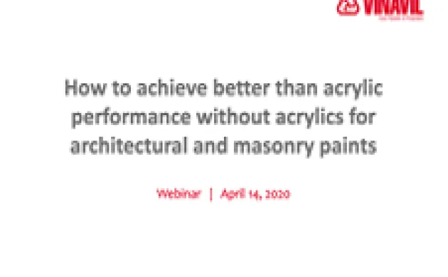 Acrylic Performance without Acrylics for Architectural Paints