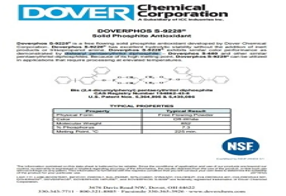 Doverphos S-9228®: Solid Phosphite antioxidant